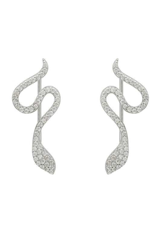 Nagini Snake Ear Climbers Silver - lolaluxeshop