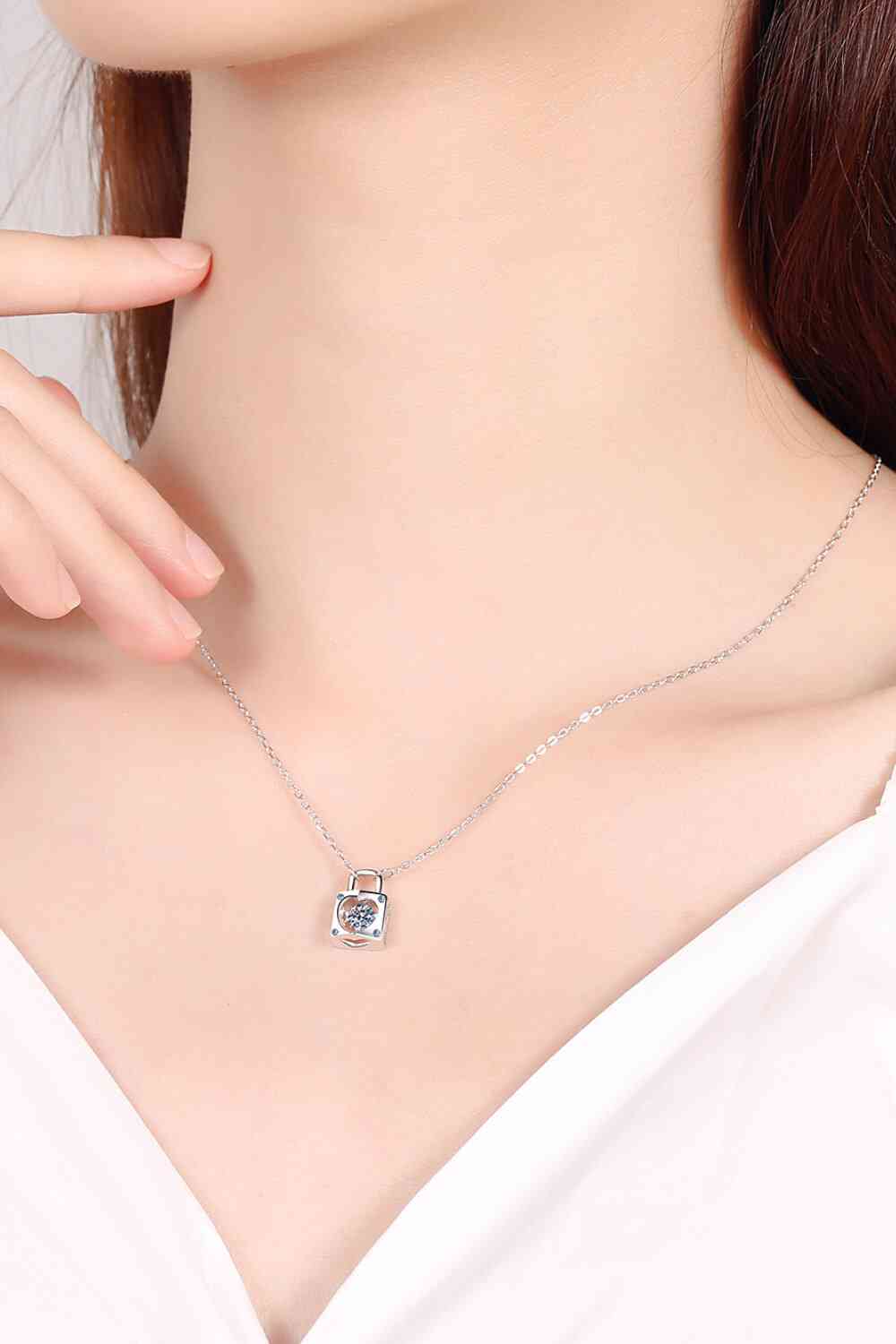 Adored Moissanite Lock Pendant Necklace - lolaluxeshop