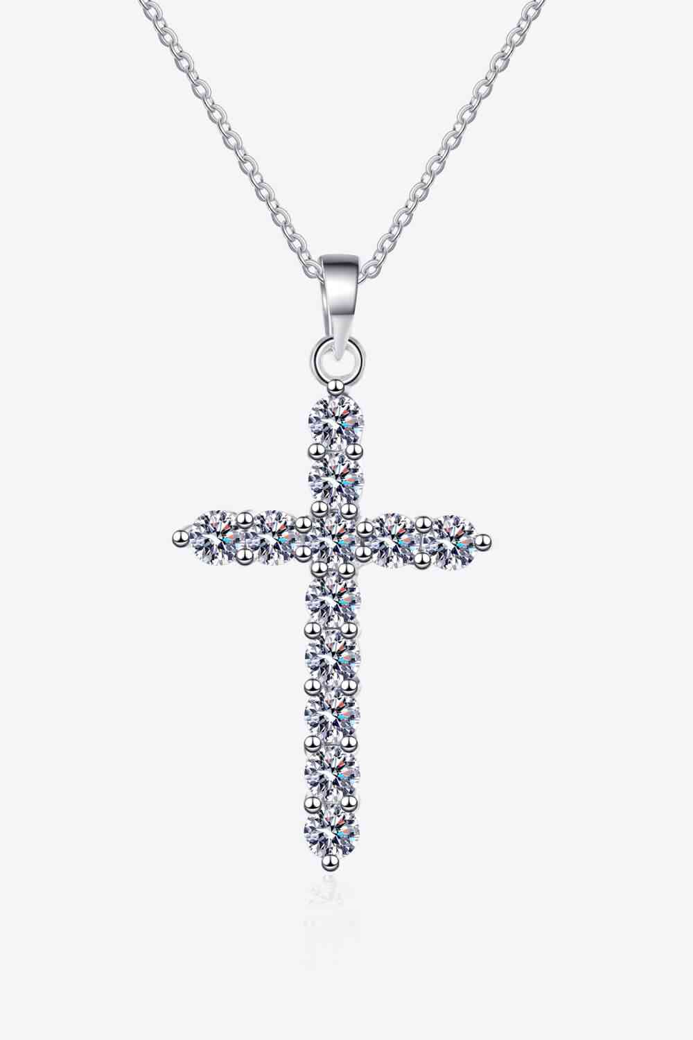 Adored 925 Sterling Silver Cross Moissanite Necklace - lolaluxeshop