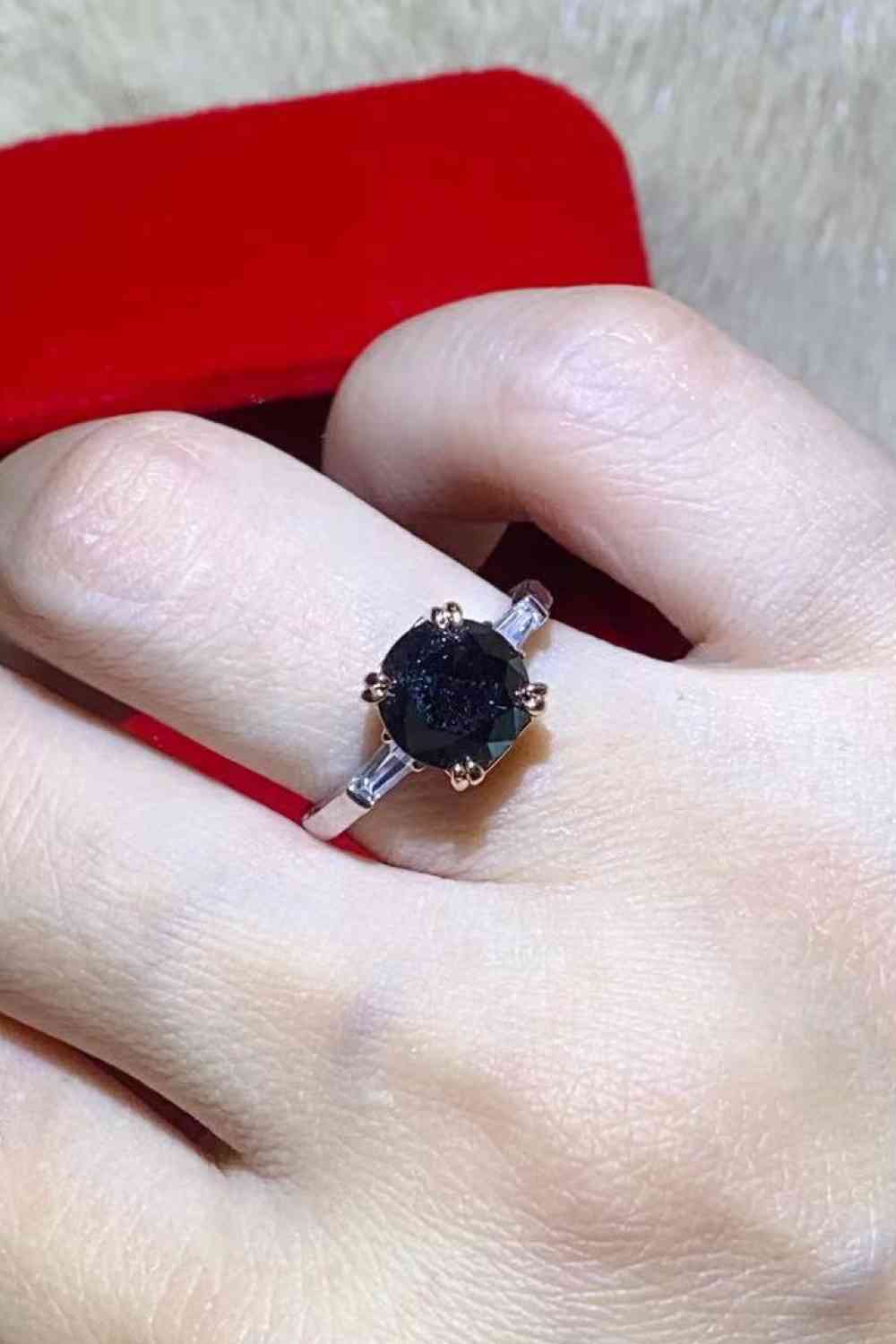 2 Carat Black Moissanite Platinum-Plated Ring - lolaluxeshop