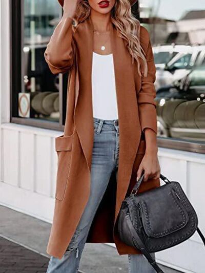 Open Front Dropped Shoulder Outerwear - lolaluxeshop