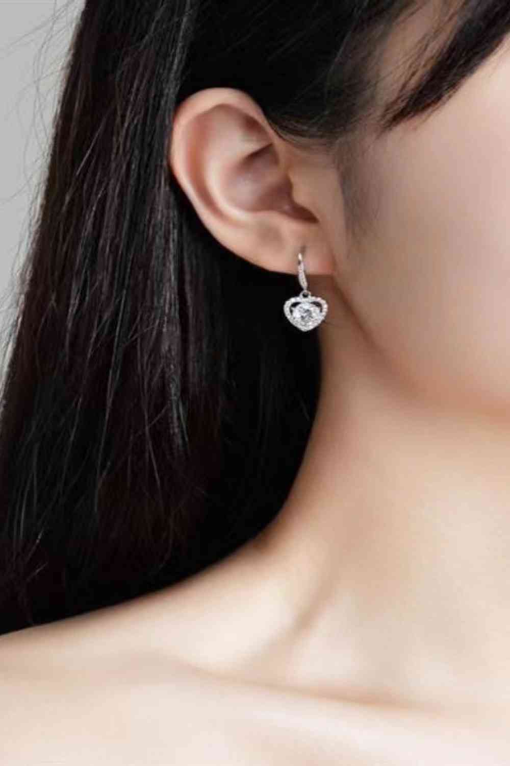 2 Carat Moissanite Platinum-Plated Heart Drop Earrings - lolaluxeshop