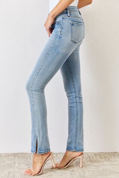 Kancan Full Size Mid Rise Y2K Slit Bootcut Jeans - lolaluxeshop