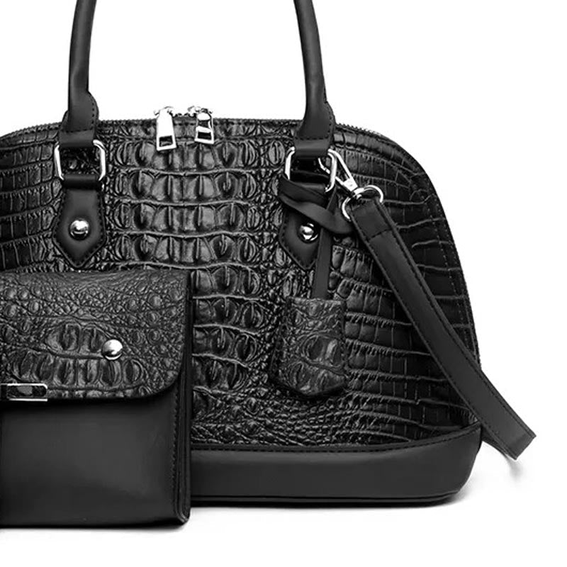 Leyla Womens Handle Bag (3 Piece Set) - Black - lolaluxeshop