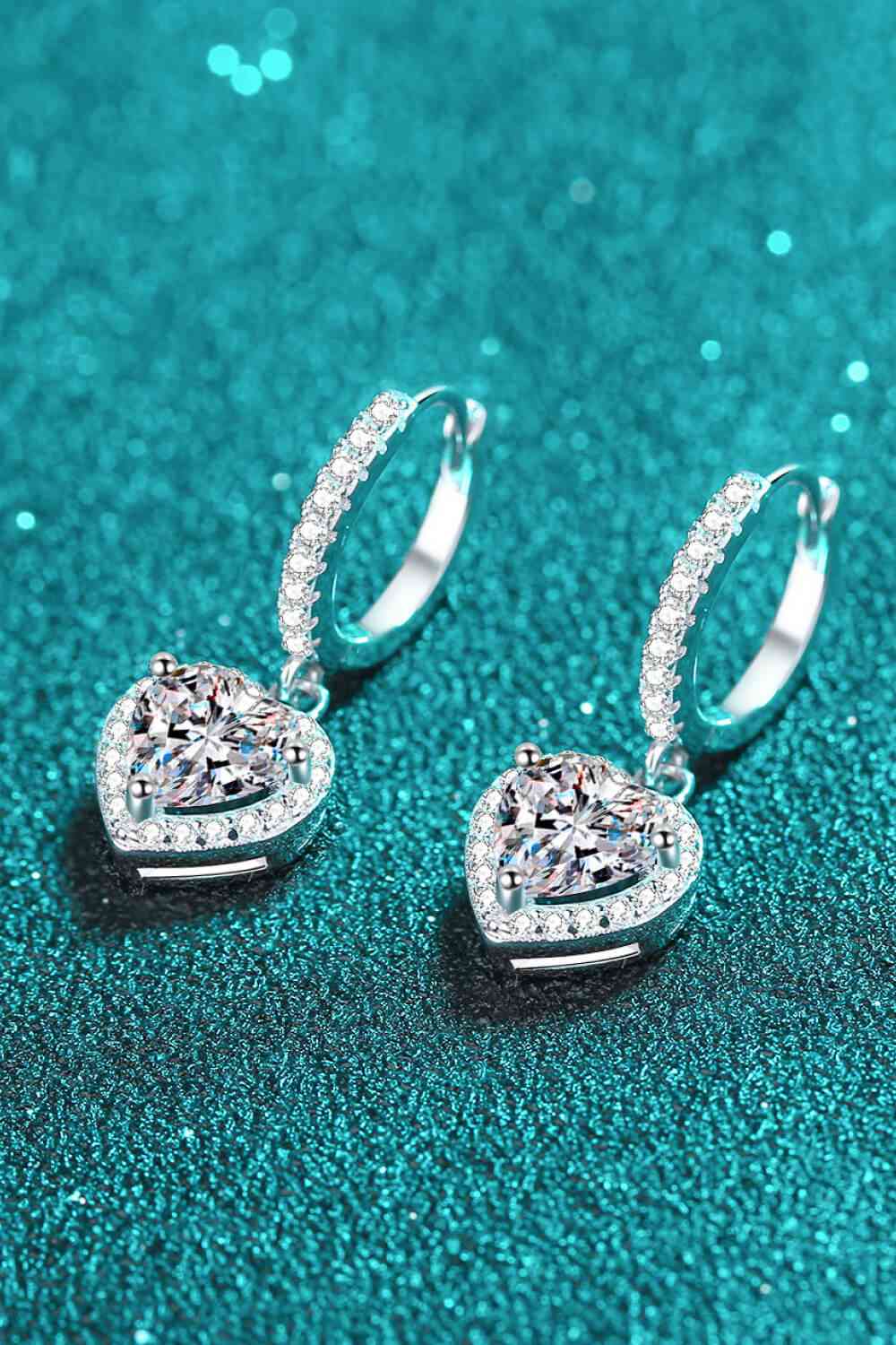 Moissanite Heart-Shaped Drop Earrings - lolaluxeshop