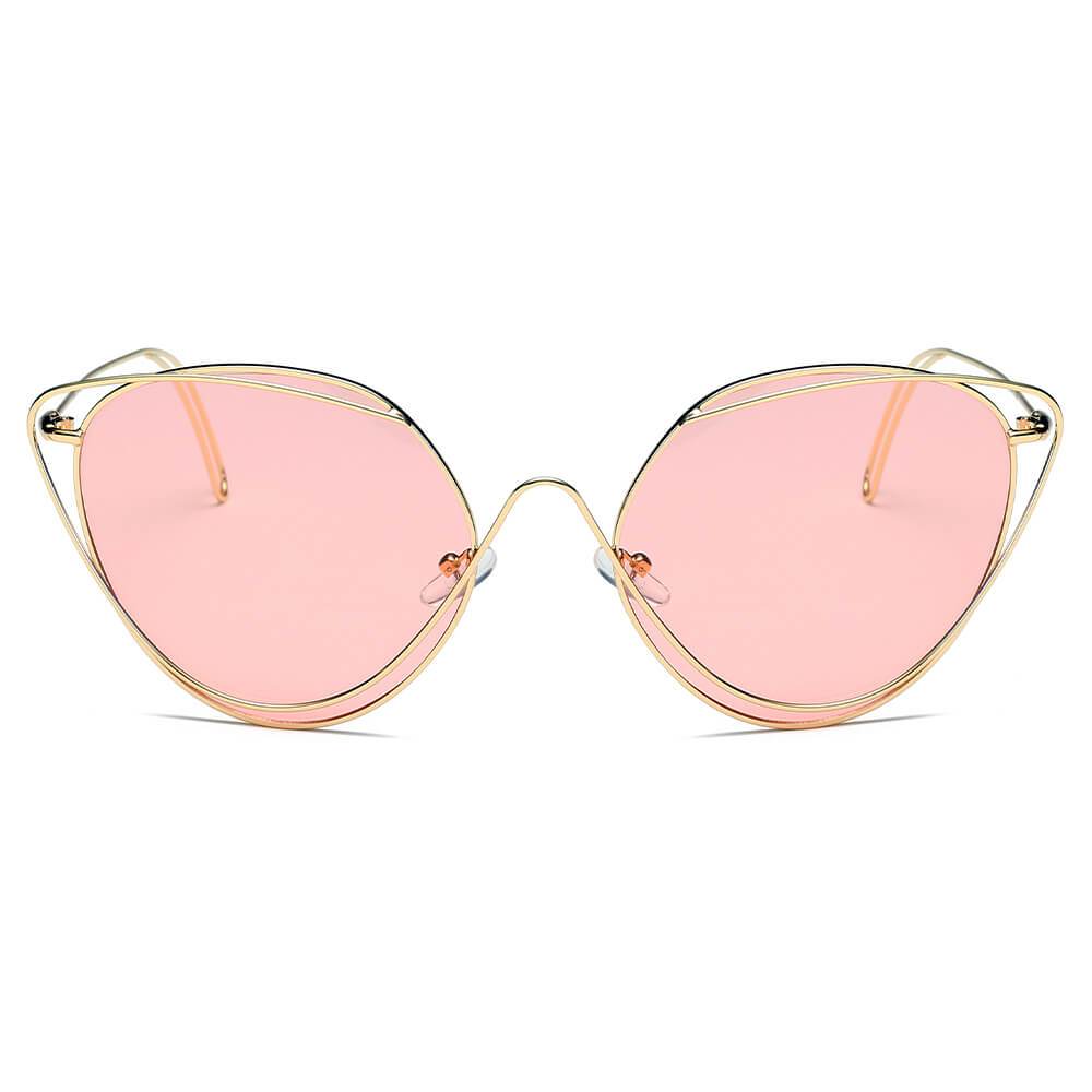 LISLE | Women Fashion Round Wire Art Cat Eye Sunglasses - lolaluxeshop