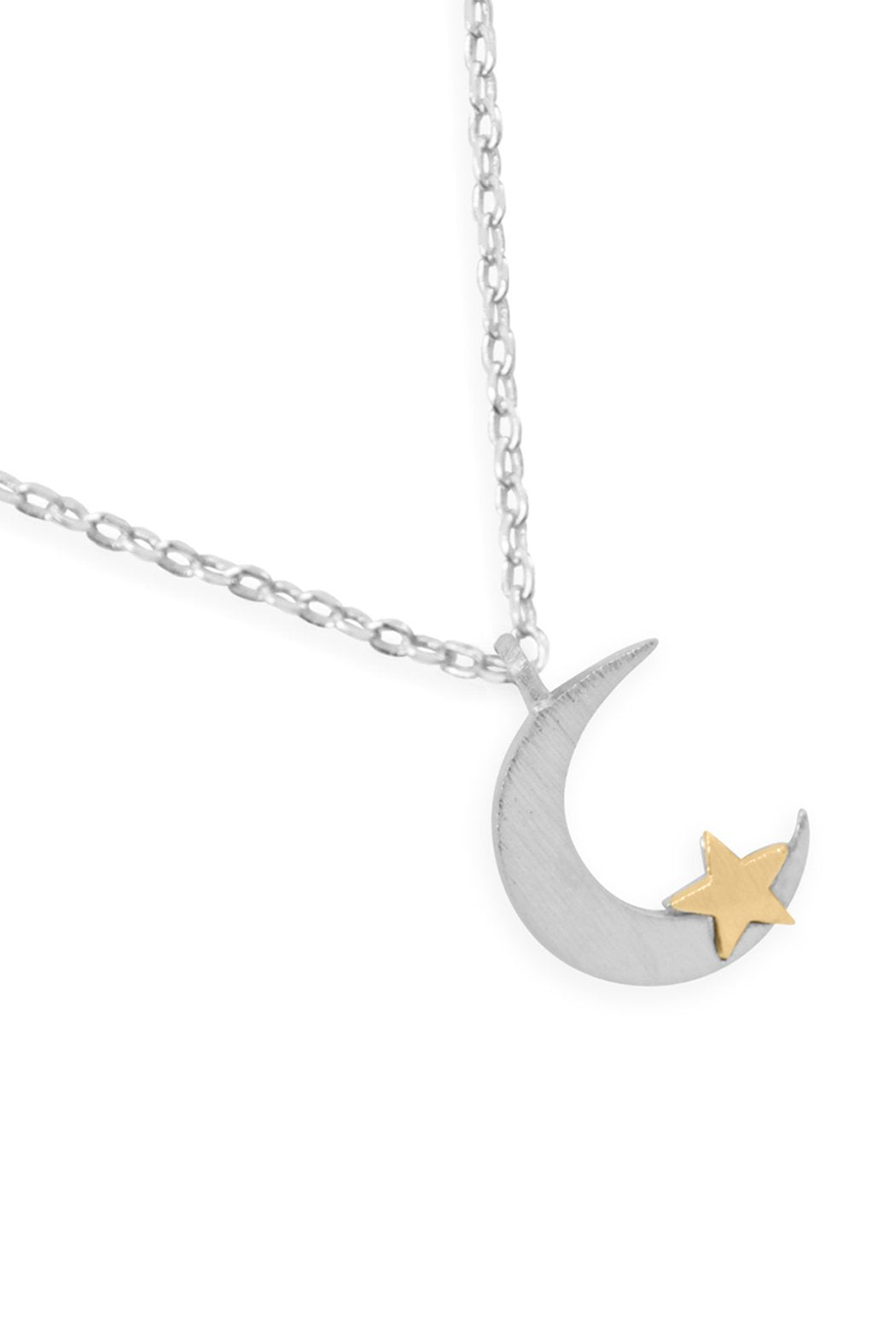 Hdnen665 - Crescent Moon Star Pendant Chain Necklace - LOLA LUXE