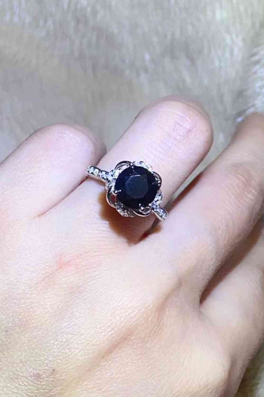 2 Carat Black Moissanite Floral Ring - lolaluxeshop