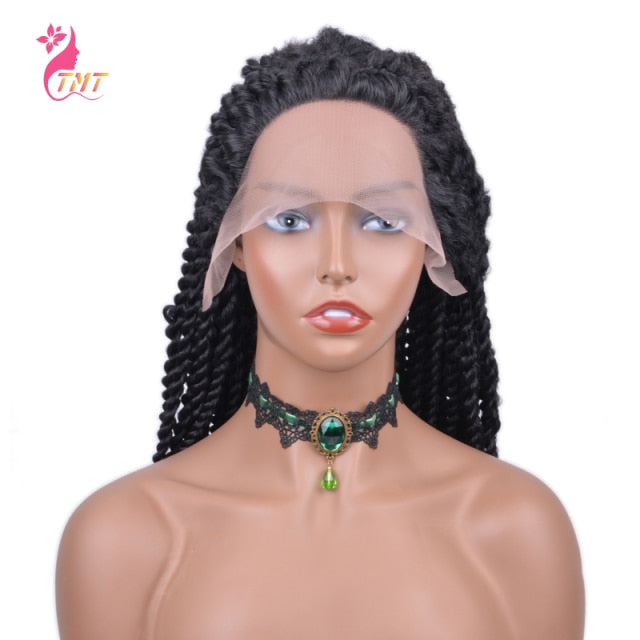 Long Synthetic wigs Senegalese Twist Braided Lace Front Wigs Twist Heat Resistant Fiber Natural Looking Wigs For Black Women - LOLA LUXE