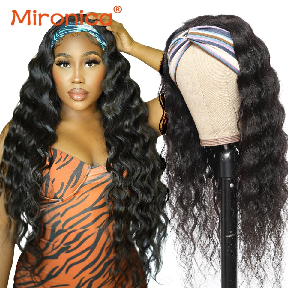 Loose Deep Wave Human Hair Wigs With Headband Remy Human Hair Wigs Headband Wig For Black Woman Brazilian Hair Wig With Headband - LOLA LUXE